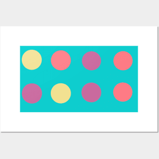 Multi-color retro modern teal, mint, cherry and lemon circular print Posters and Art